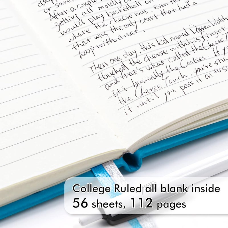 Feela 15 Pack Pocket Small Notebooks Bulk, Mini Cute Notepads Hardcover College Ruled Lined Journals with Pen Holder for School Business Memos, with 15 Black Pens, 3.5”x 5.5”, A6, Teal - Image 3